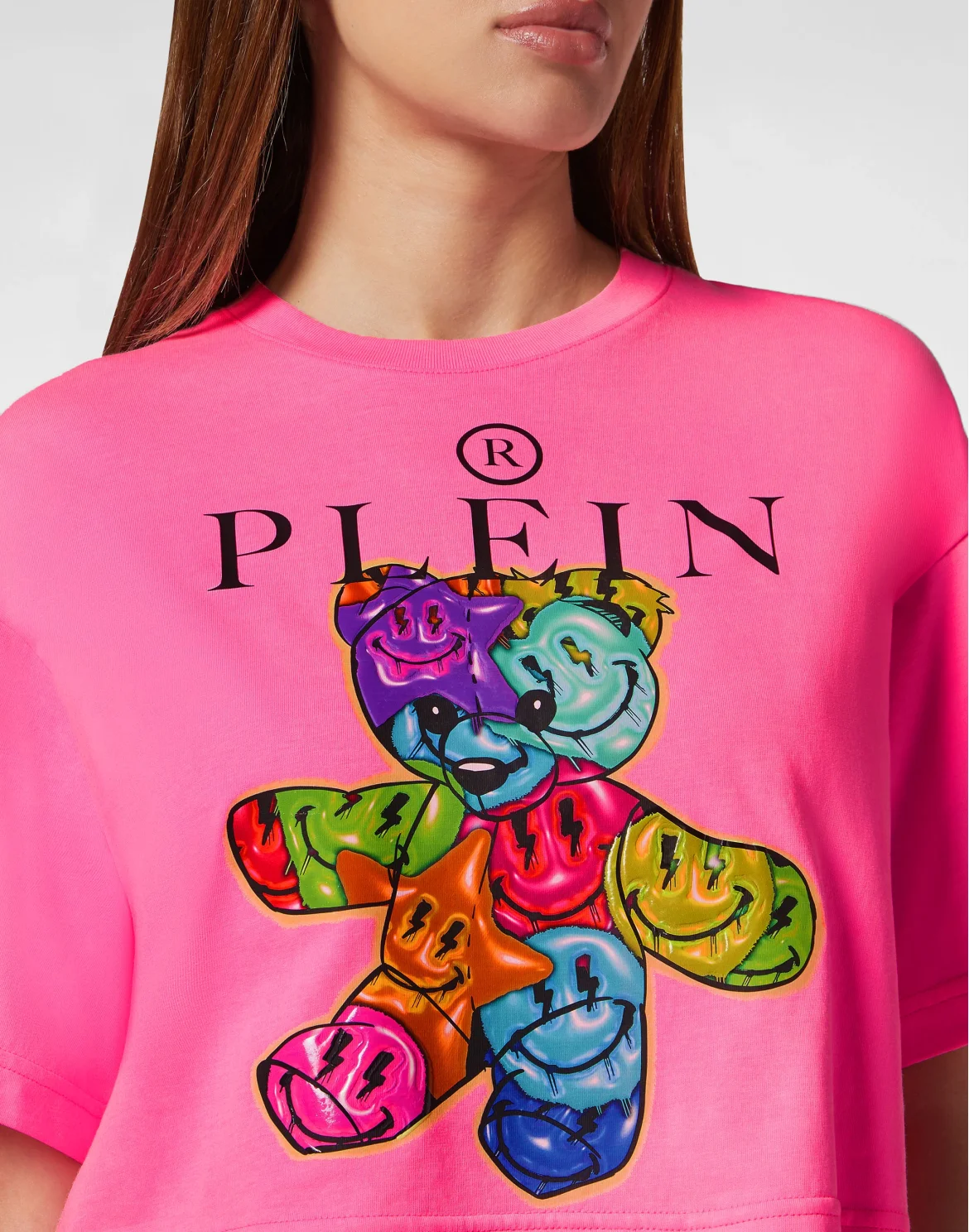 Cropped T-Shirt Round Neck Smile, цвет: Розовый