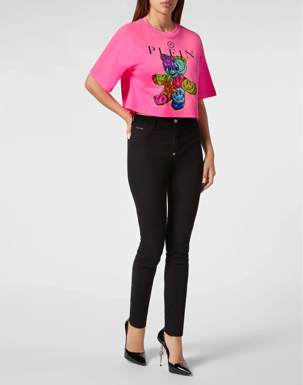 Cropped T-Shirt Round Neck Smile, цвет: Розовый