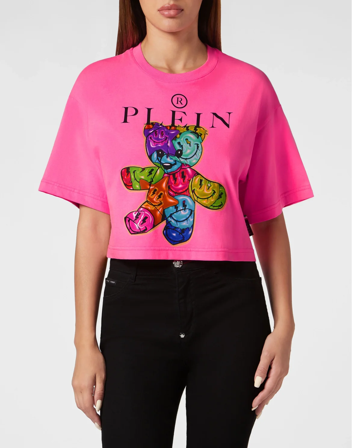 Cropped T-Shirt Round Neck Smile, цвет: Розовый