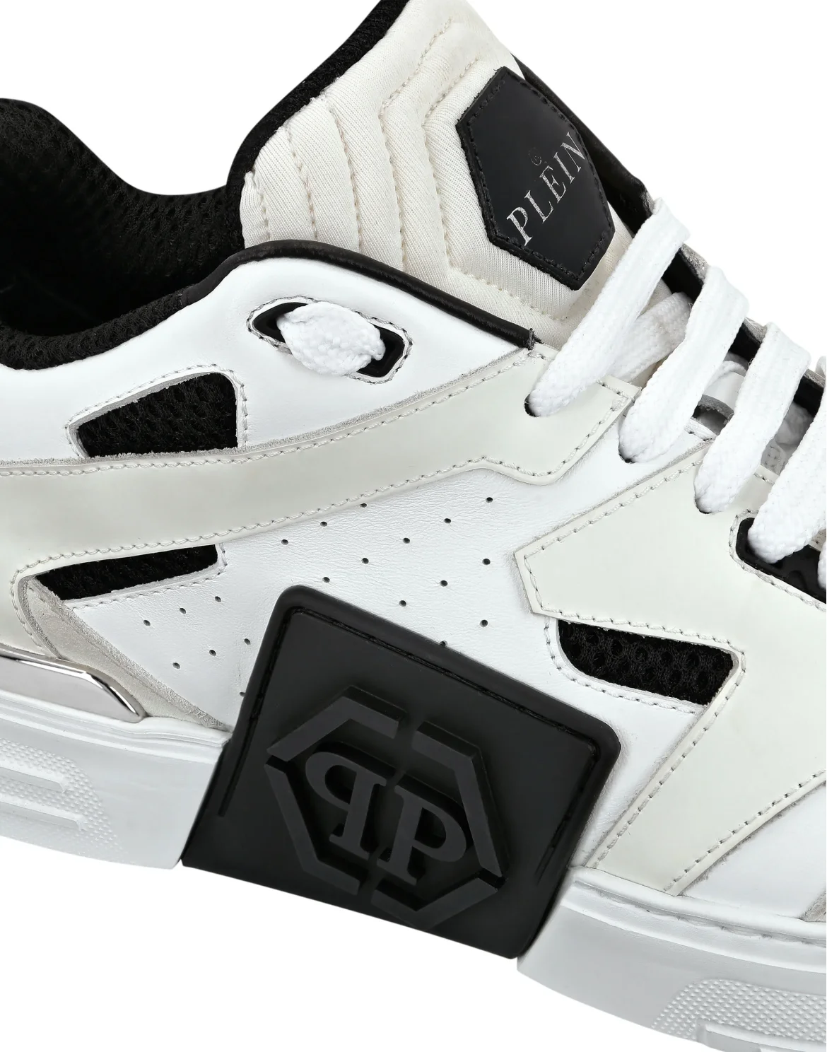 Mix Leather Lo-Top Sneakers, цвет: Белый