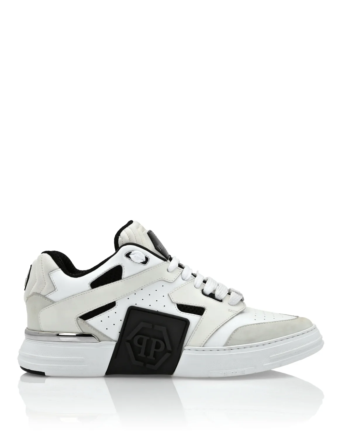 Mix Leather Lo-Top Sneakers, цвет: Белый
