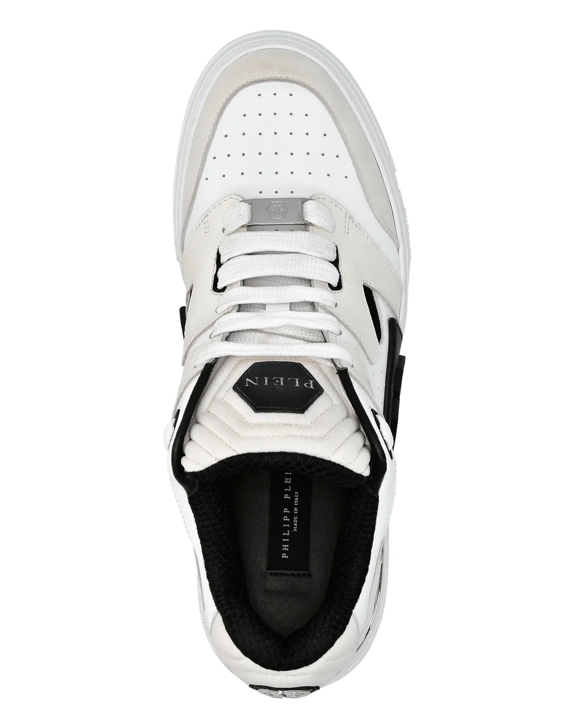 Mix Leather Lo-Top Sneakers, цвет: Белый