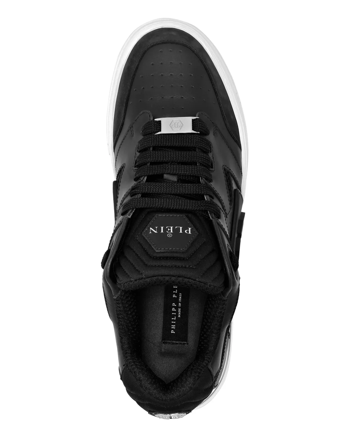Mix Leather Lo-Top Sneakers, цвет: Черный