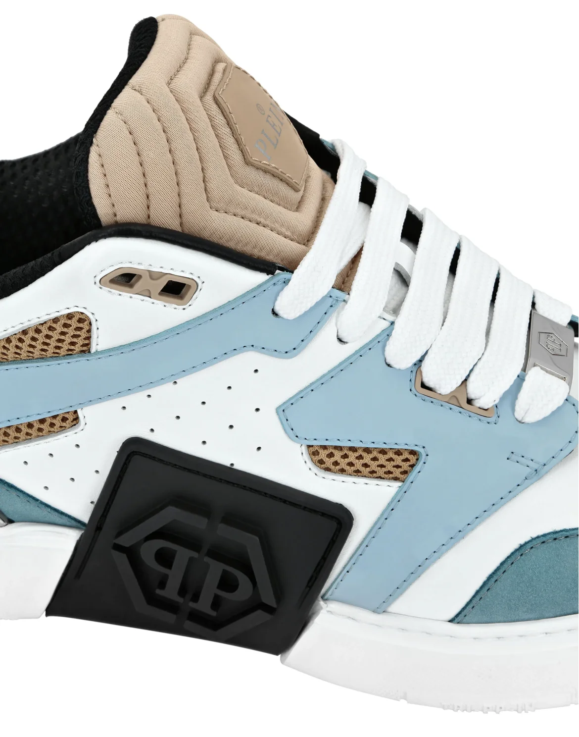 Mix Leather Lo-Top Sneakers, цвет: Белый
