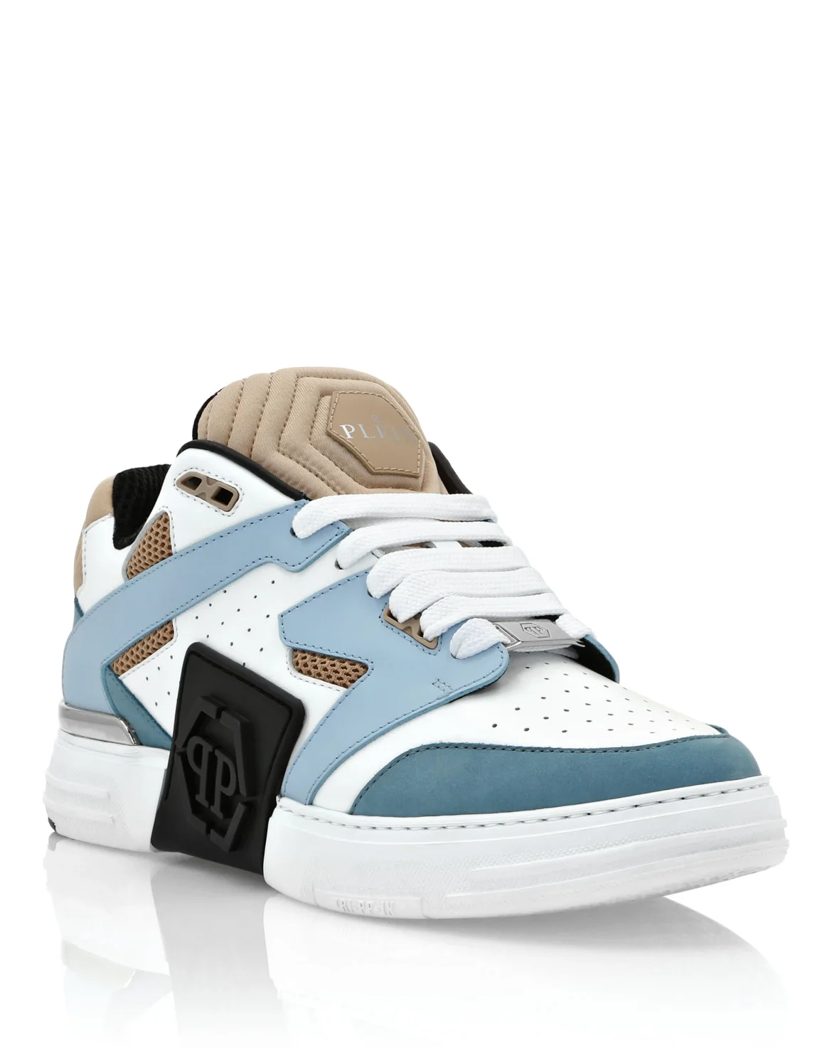 Mix Leather Lo-Top Sneakers, цвет: Белый