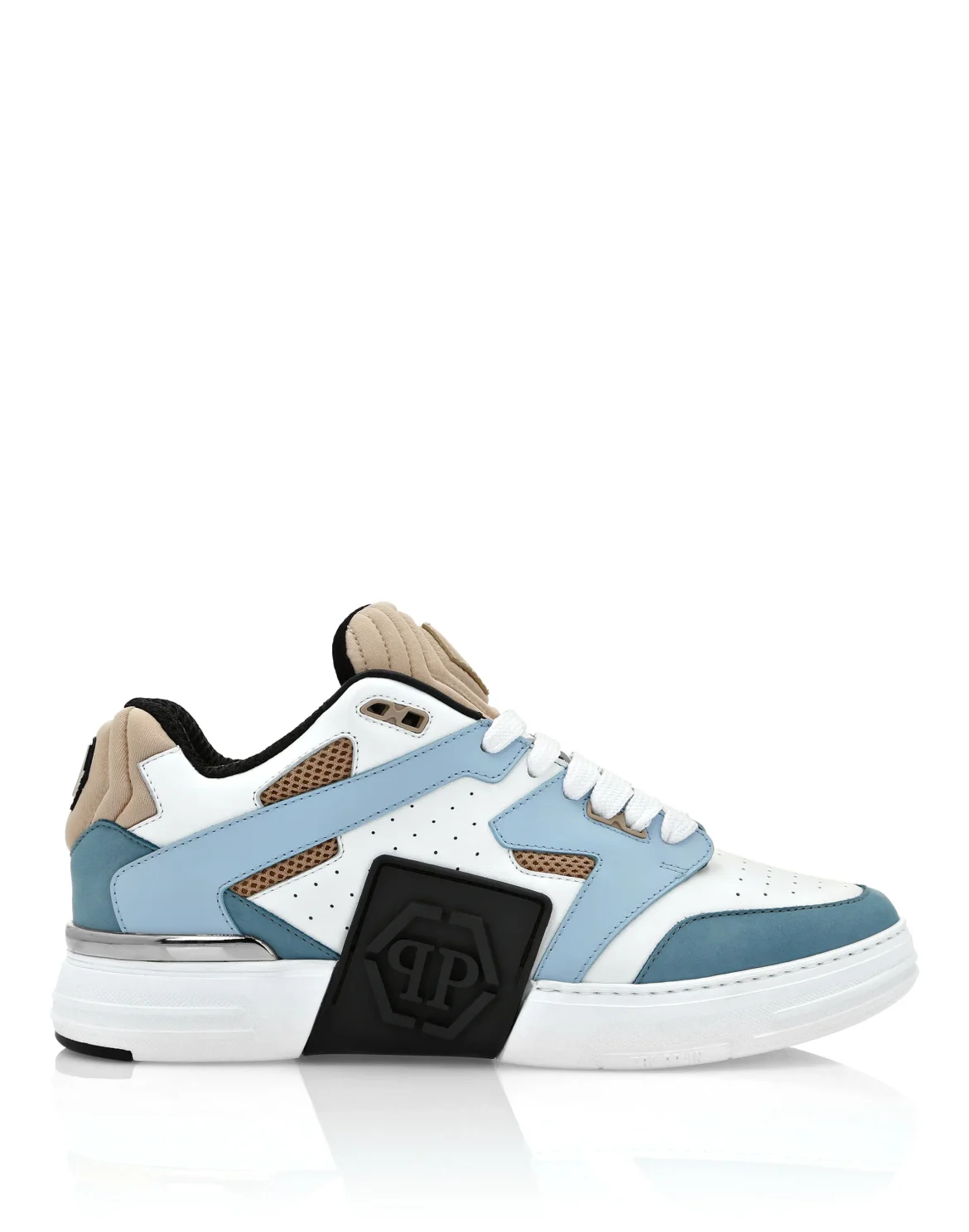 Mix Leather Lo-Top Sneakers, цвет: Белый