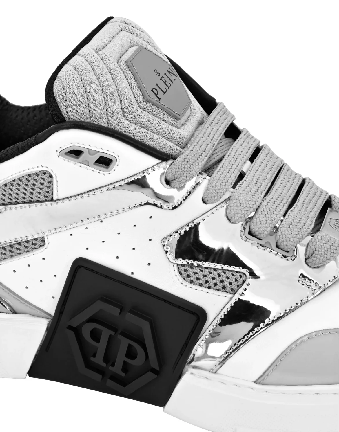 Mix Leather Lo-Top Sneakers, цвет: Белый
