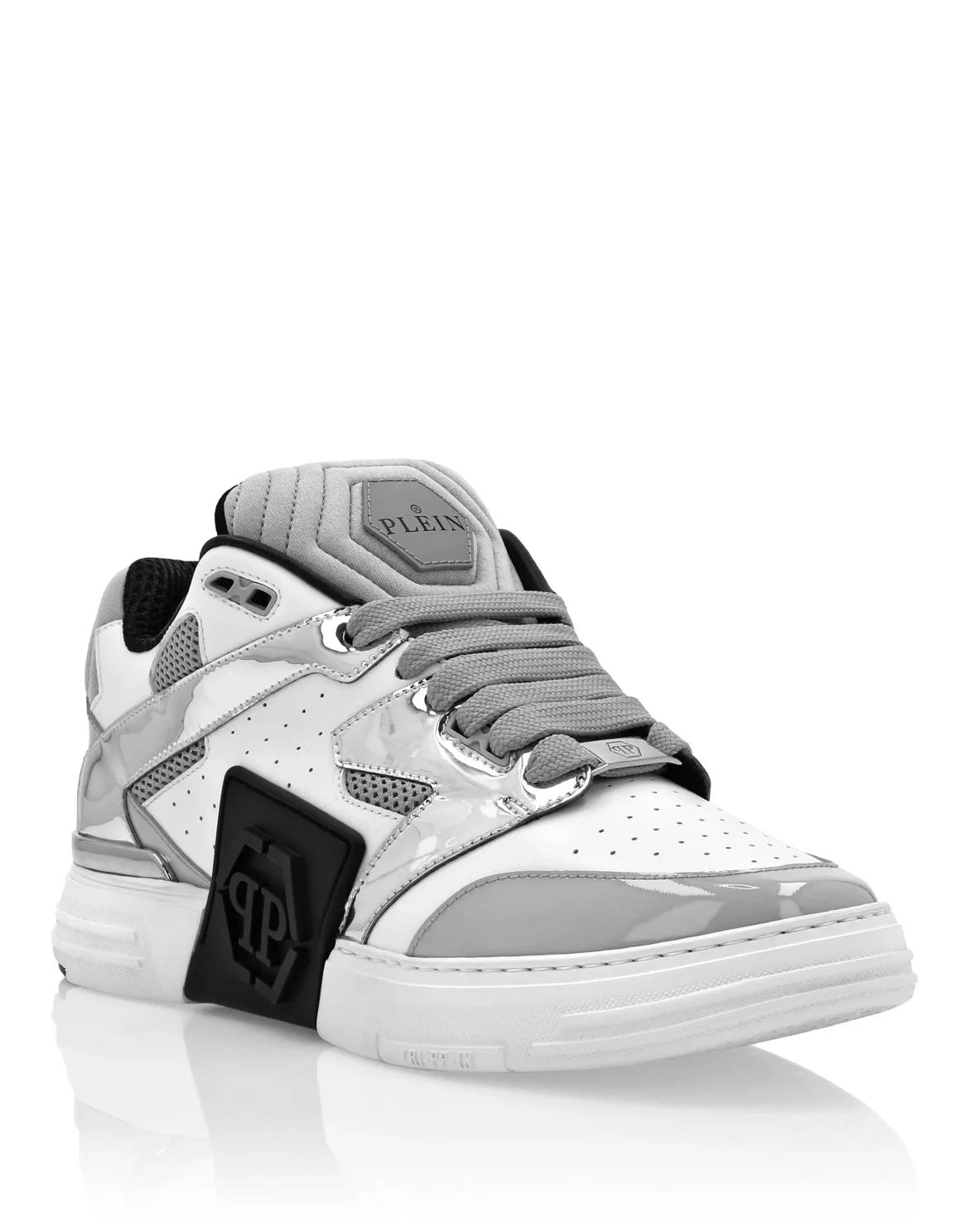 Mix Leather Lo-Top Sneakers, цвет: Белый