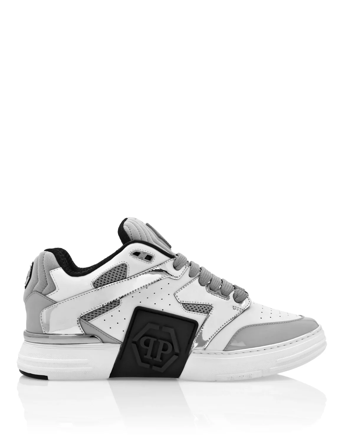 Mix Leather Lo-Top Sneakers, цвет: Белый