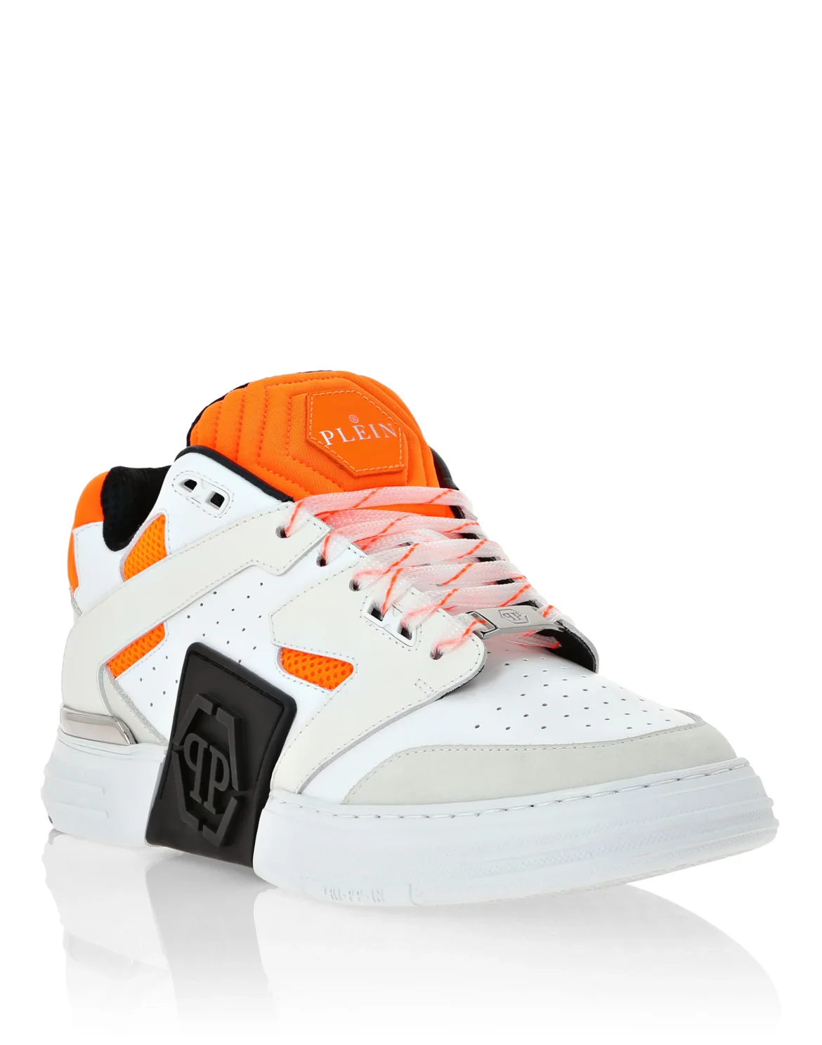 Mix Leather Lo-Top Sneakers, цвет: Оранжевый