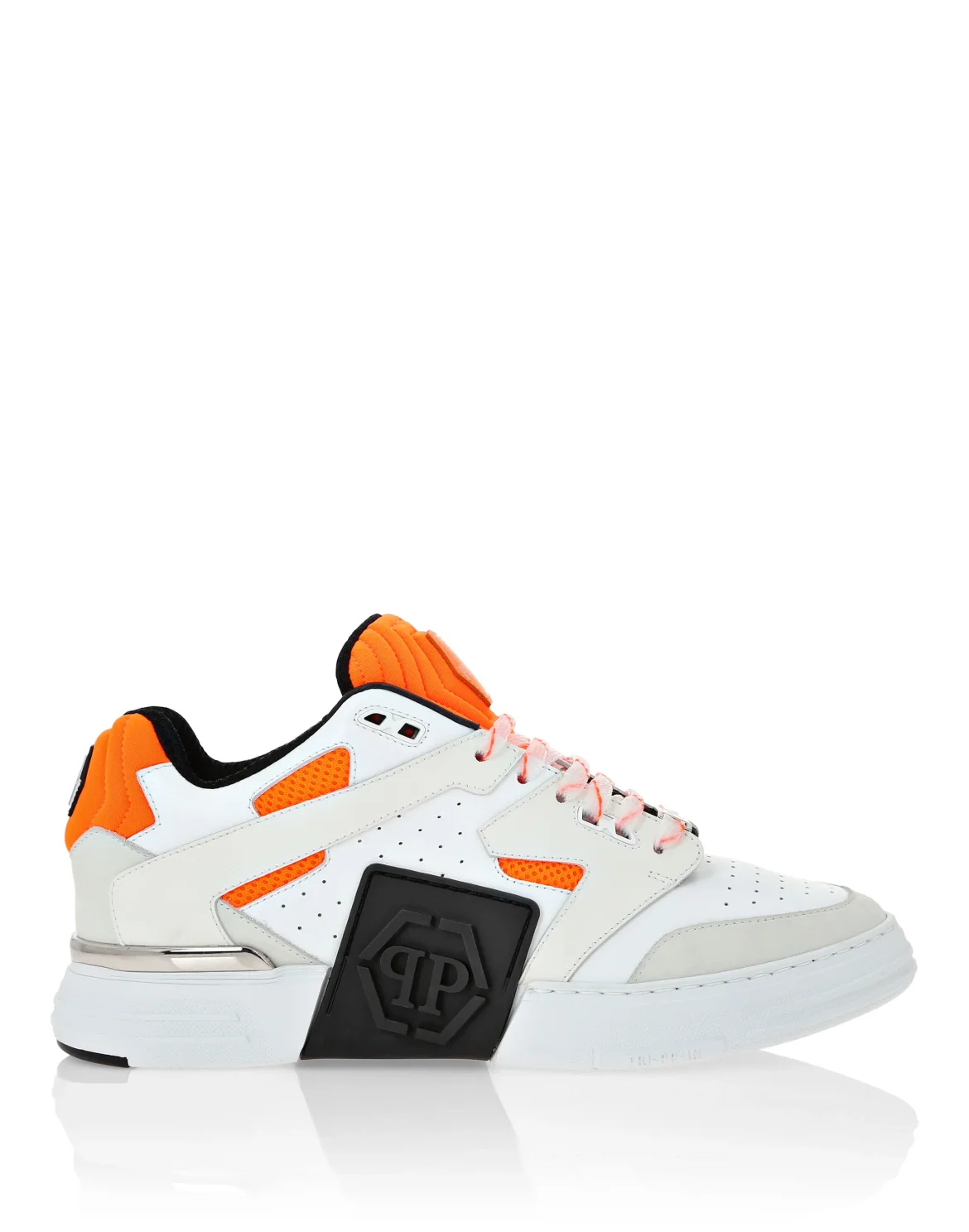 Mix Leather Lo-Top Sneakers, цвет: Оранжевый