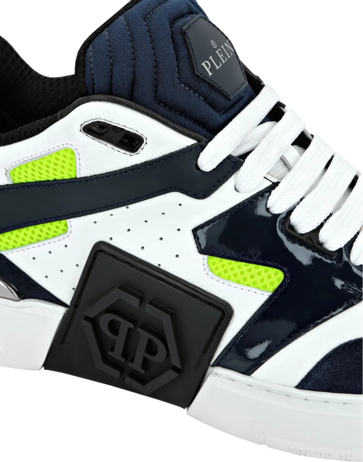 Mix Leather Lo-Top Sneakers, цвет: Синий
