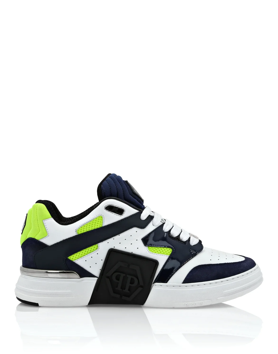 Mix Leather Lo-Top Sneakers, цвет: Синий