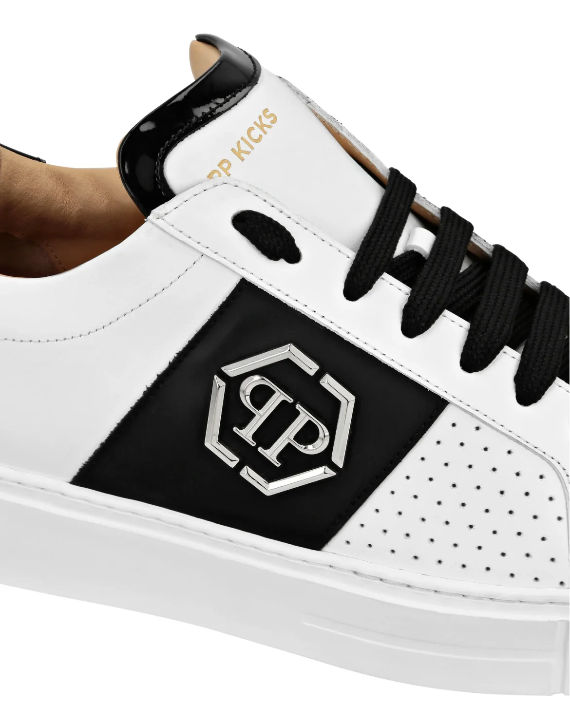 Mix Leather Lo-Top Sneakers, цвет: Белый