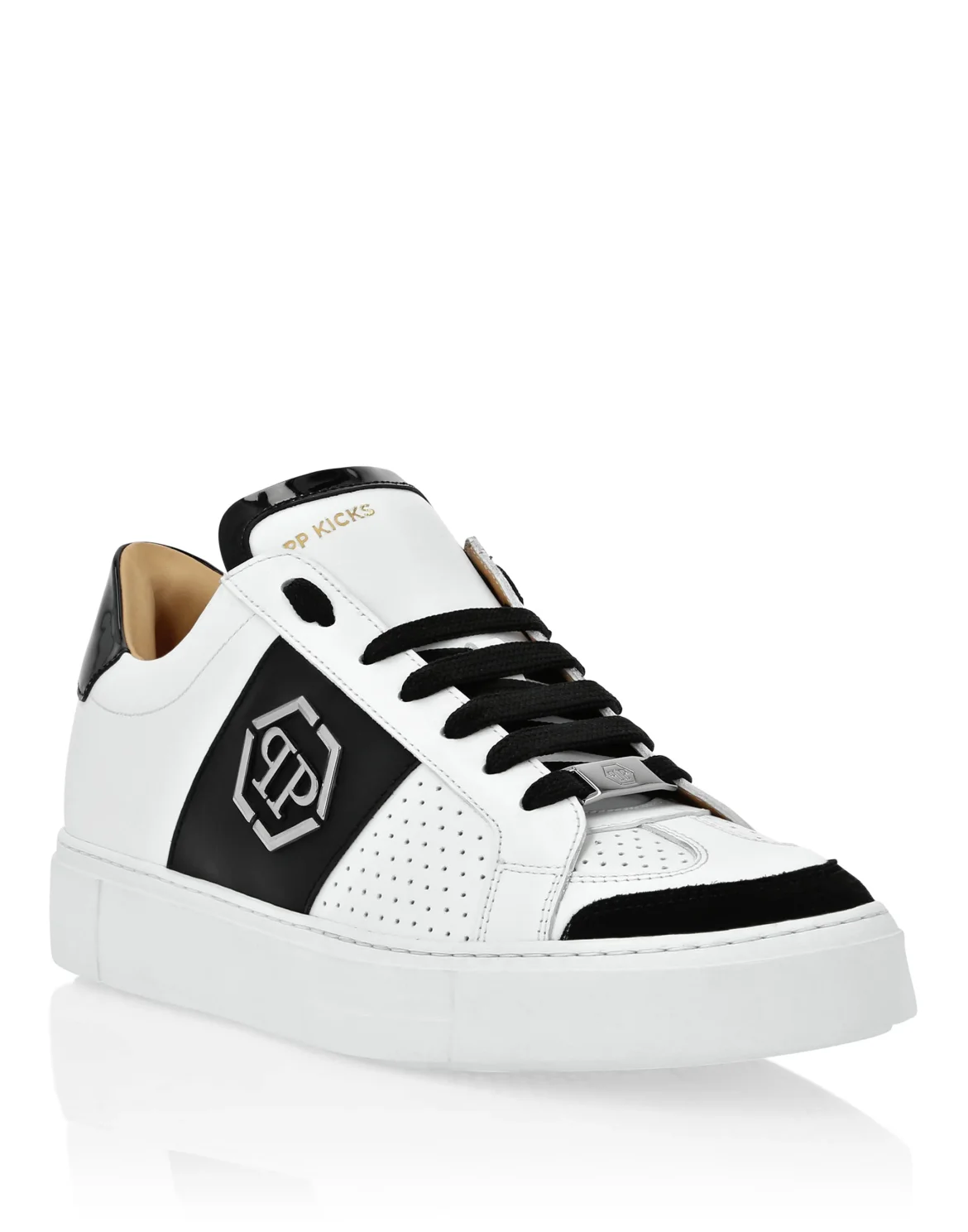 Mix Leather Lo-Top Sneakers, цвет: Белый