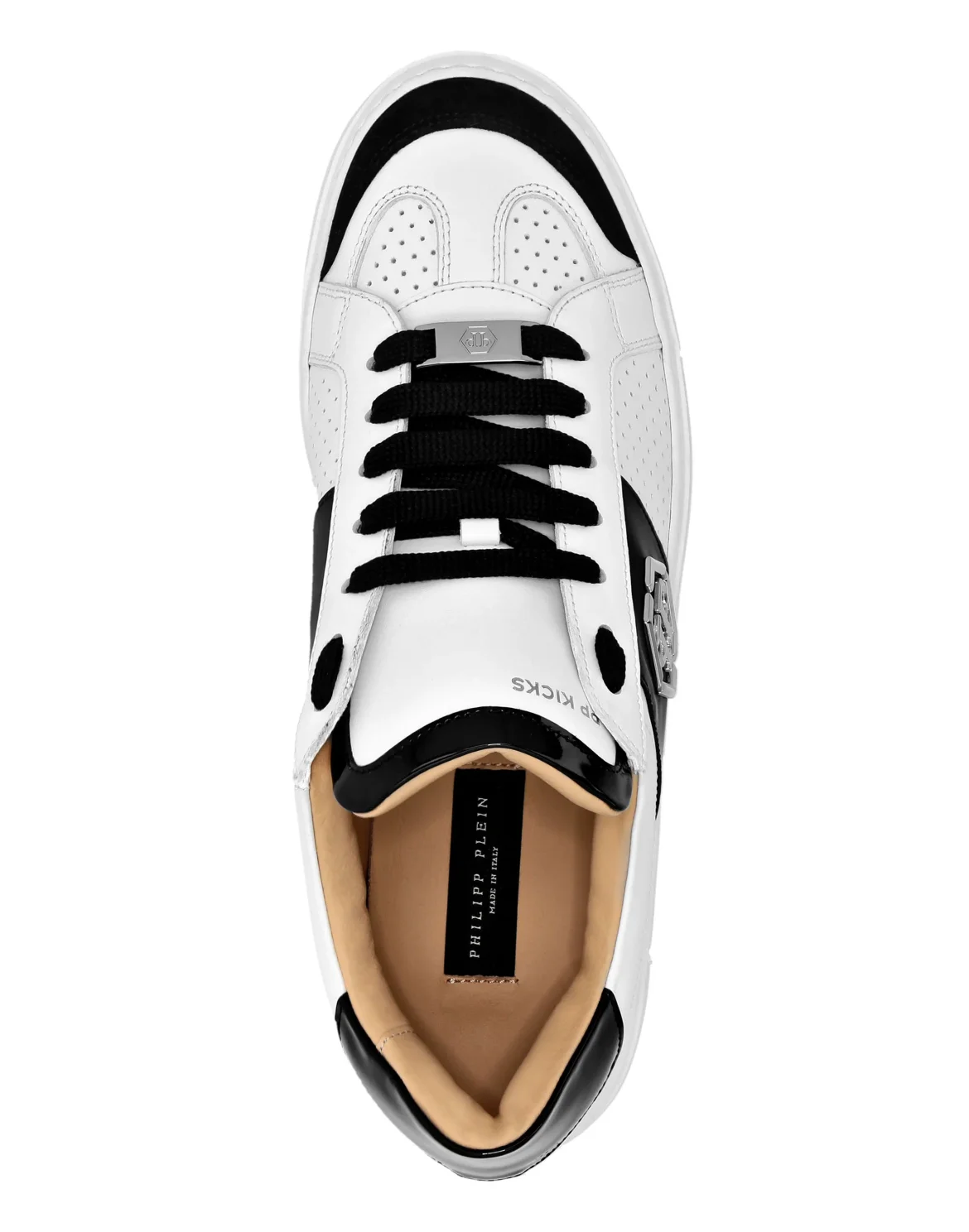 Mix Leather Lo-Top Sneakers, цвет: Белый