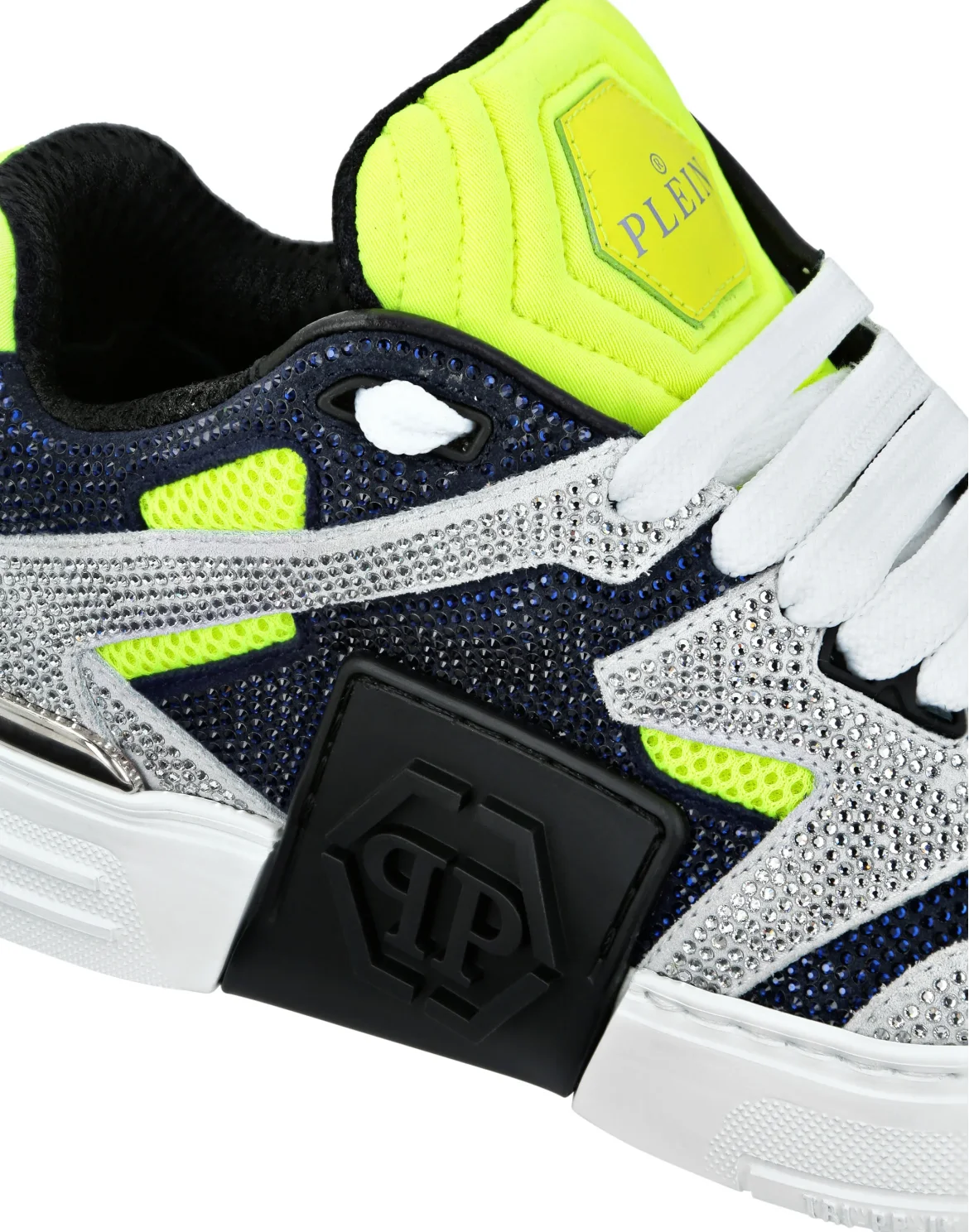 Mix Leather Lo-Top Sneakers Strass, цвет: Синий