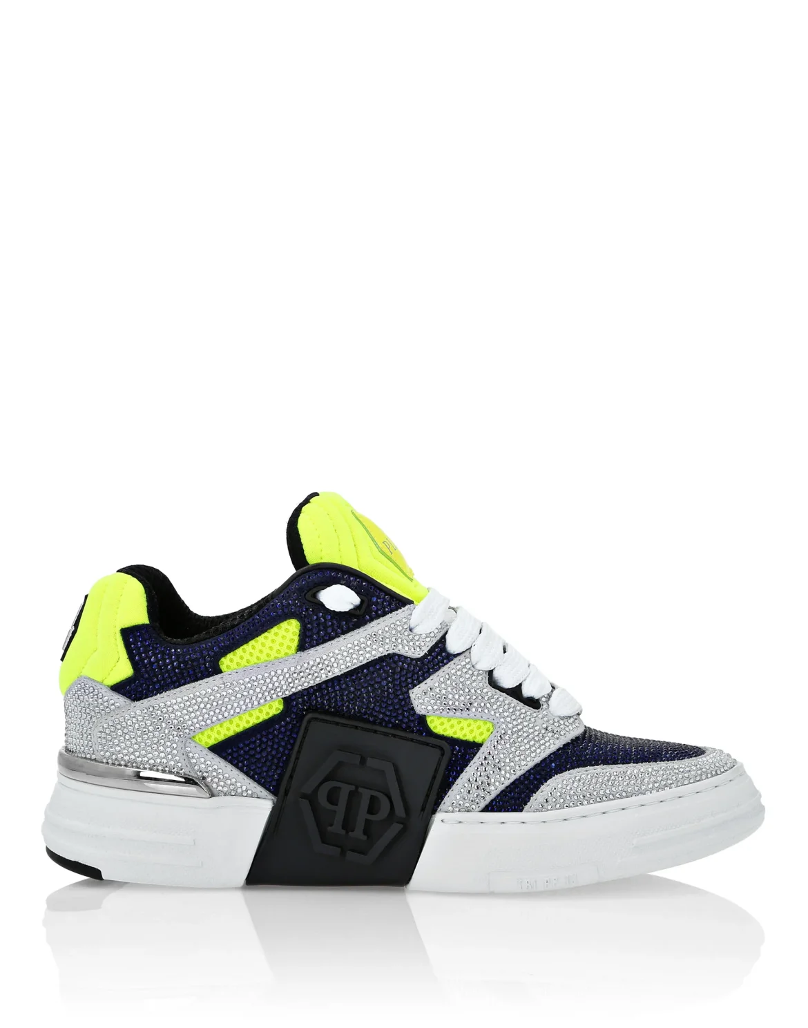 Mix Leather Lo-Top Sneakers Strass, цвет: Синий