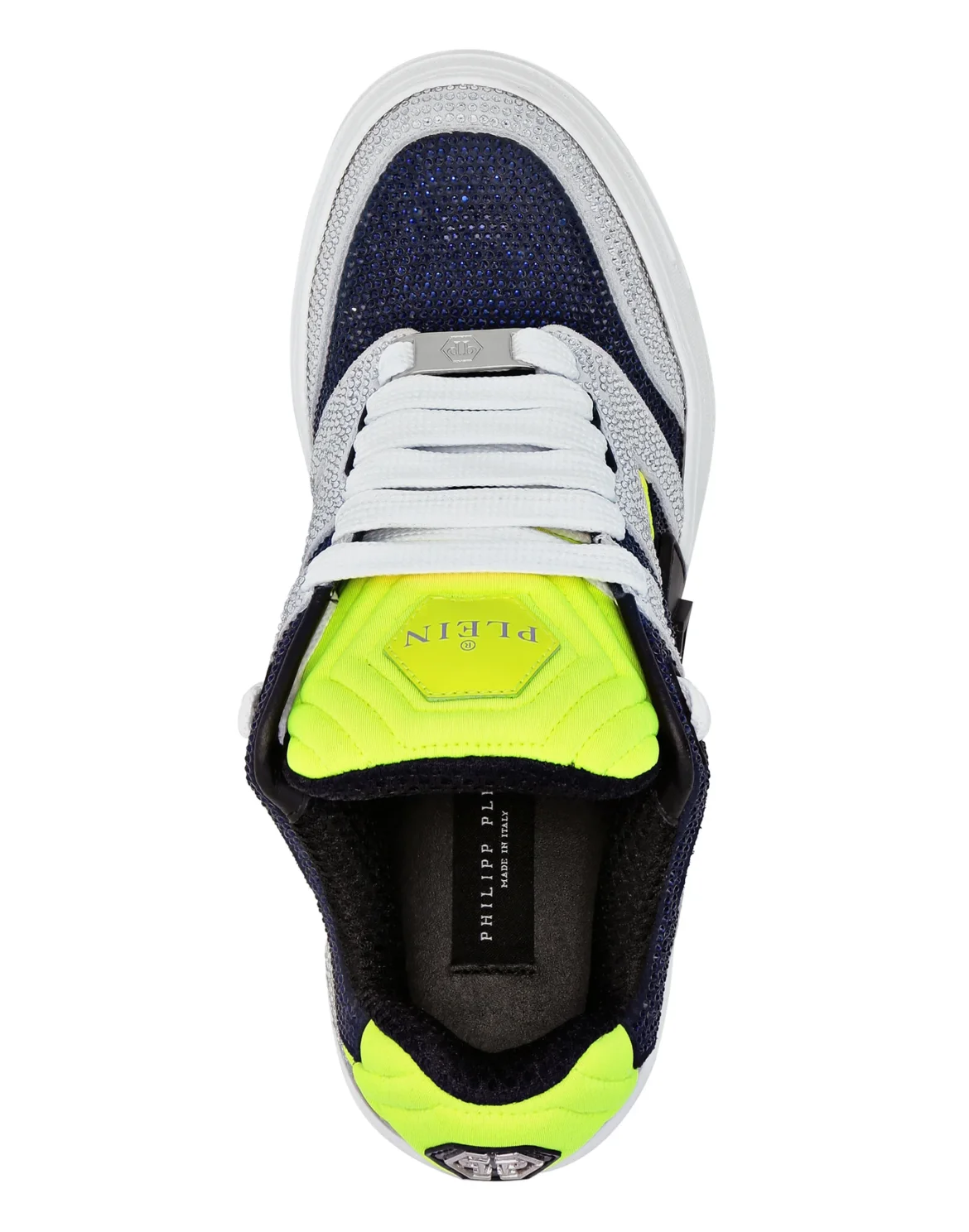 Mix Leather Lo-Top Sneakers Strass, цвет: Синий