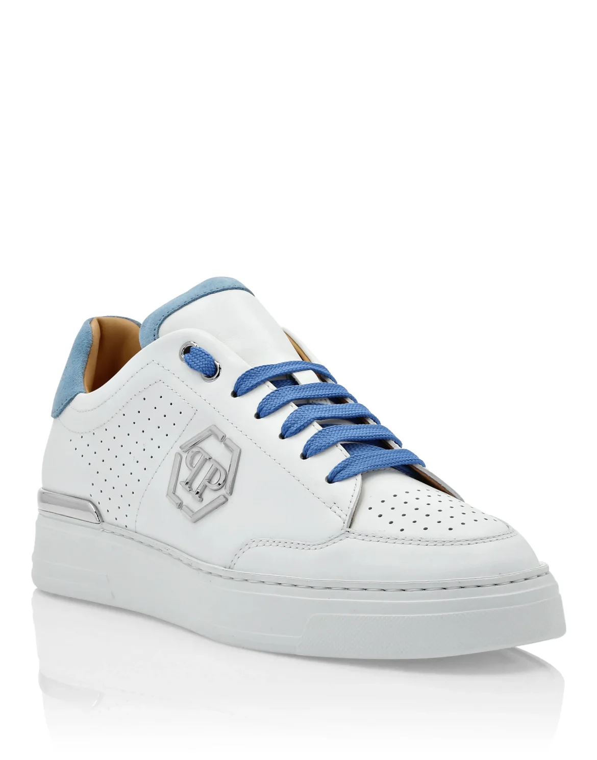 Mix Leather Lo-Top Sneakers, цвет: Белый