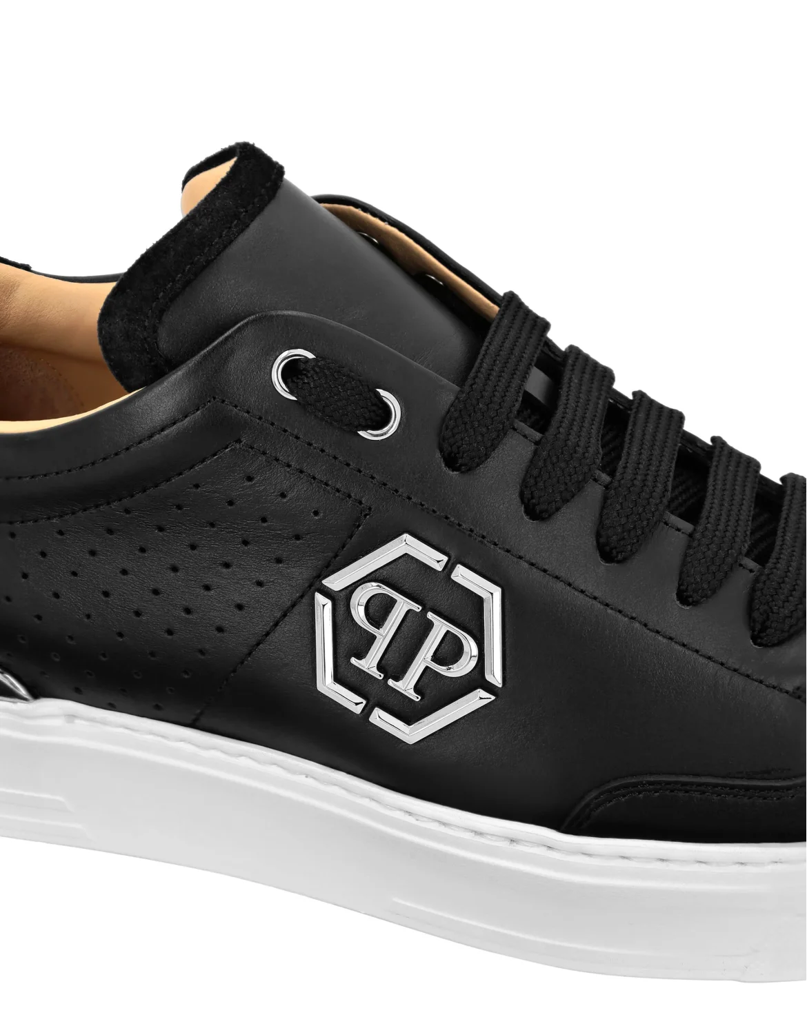 Mix Leather Lo-Top Sneakers, цвет: Черный
