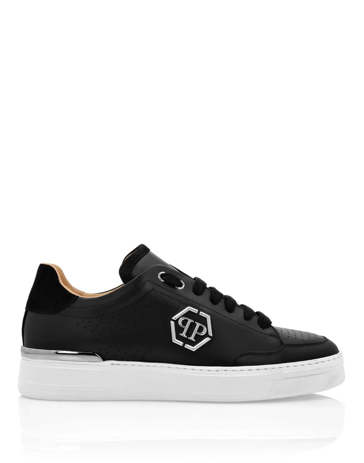 Mix Leather Lo-Top Sneakers, цвет: Черный