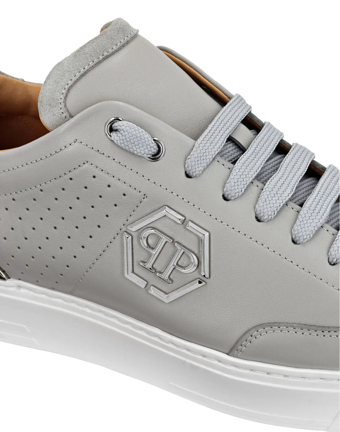 Mix Leather Lo-Top Sneakers, цвет: Серый
