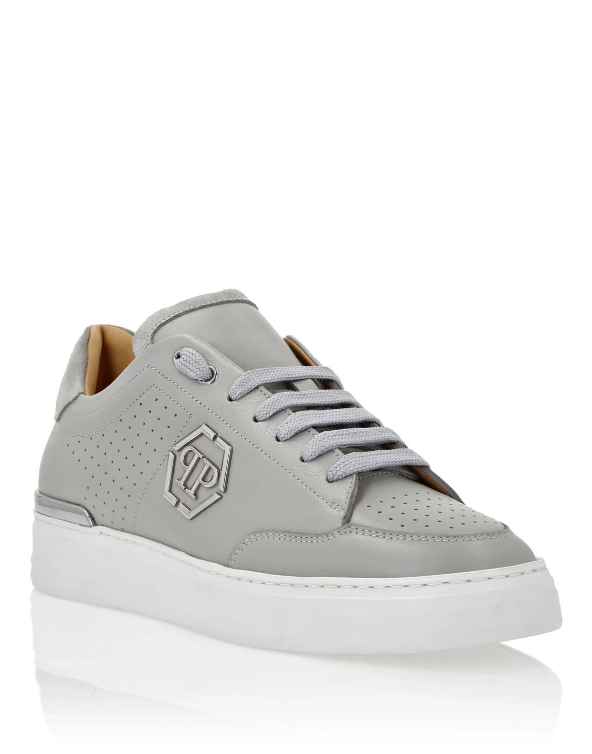 Mix Leather Lo-Top Sneakers, цвет: Серый