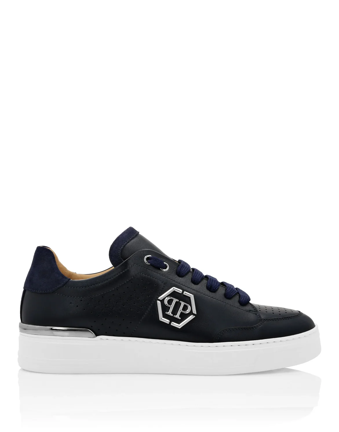 Mix Leather Lo-Top Sneakers, цвет: Синий
