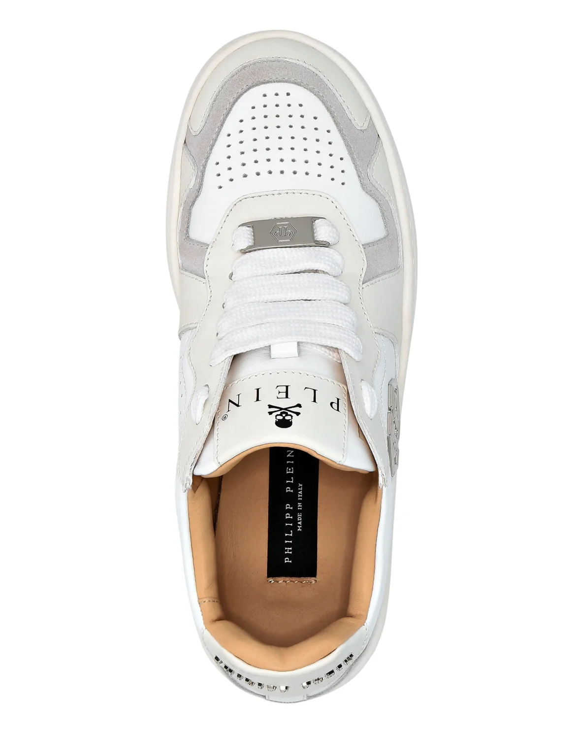 Mix Leather Lo-Top Sneakers, цвет: Белый