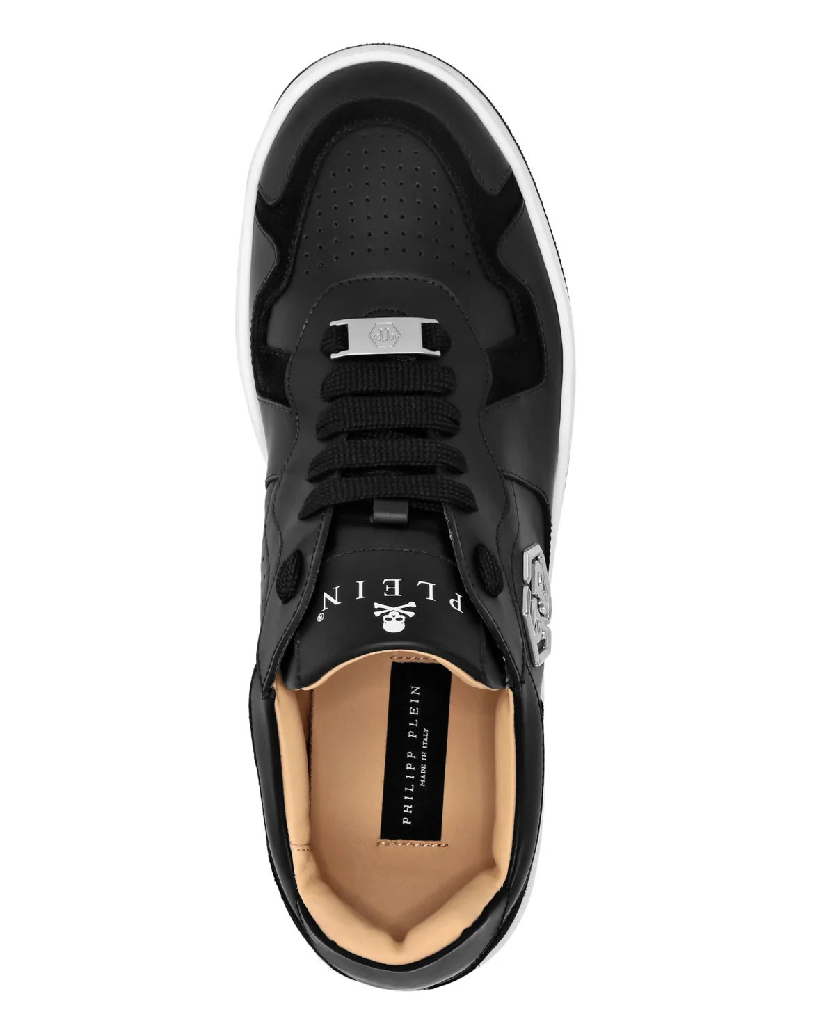 Mix Leather Lo-Top Sneakers, цвет: Черный