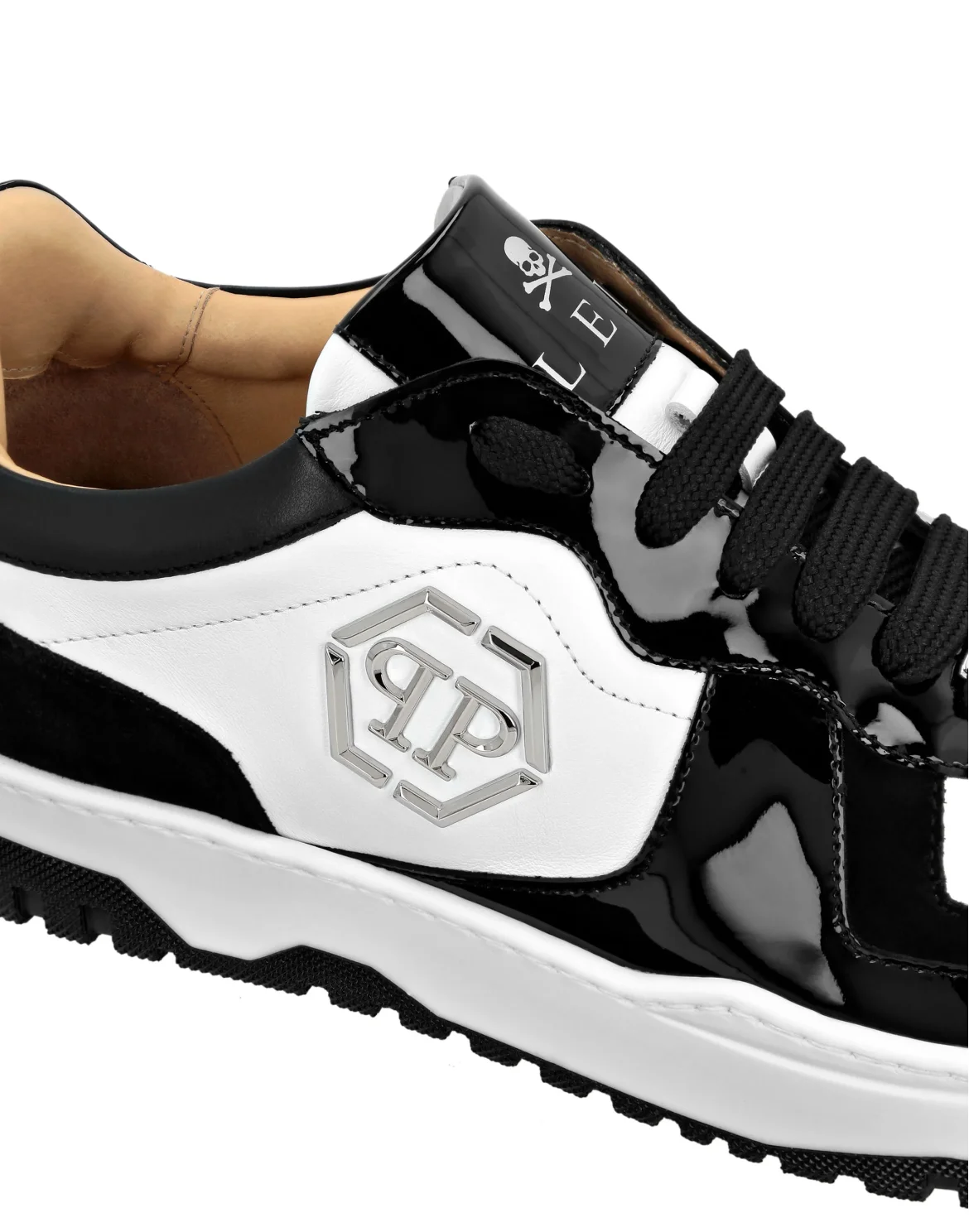 Mix Leather Lo-Top Sneakers, цвет: Белый