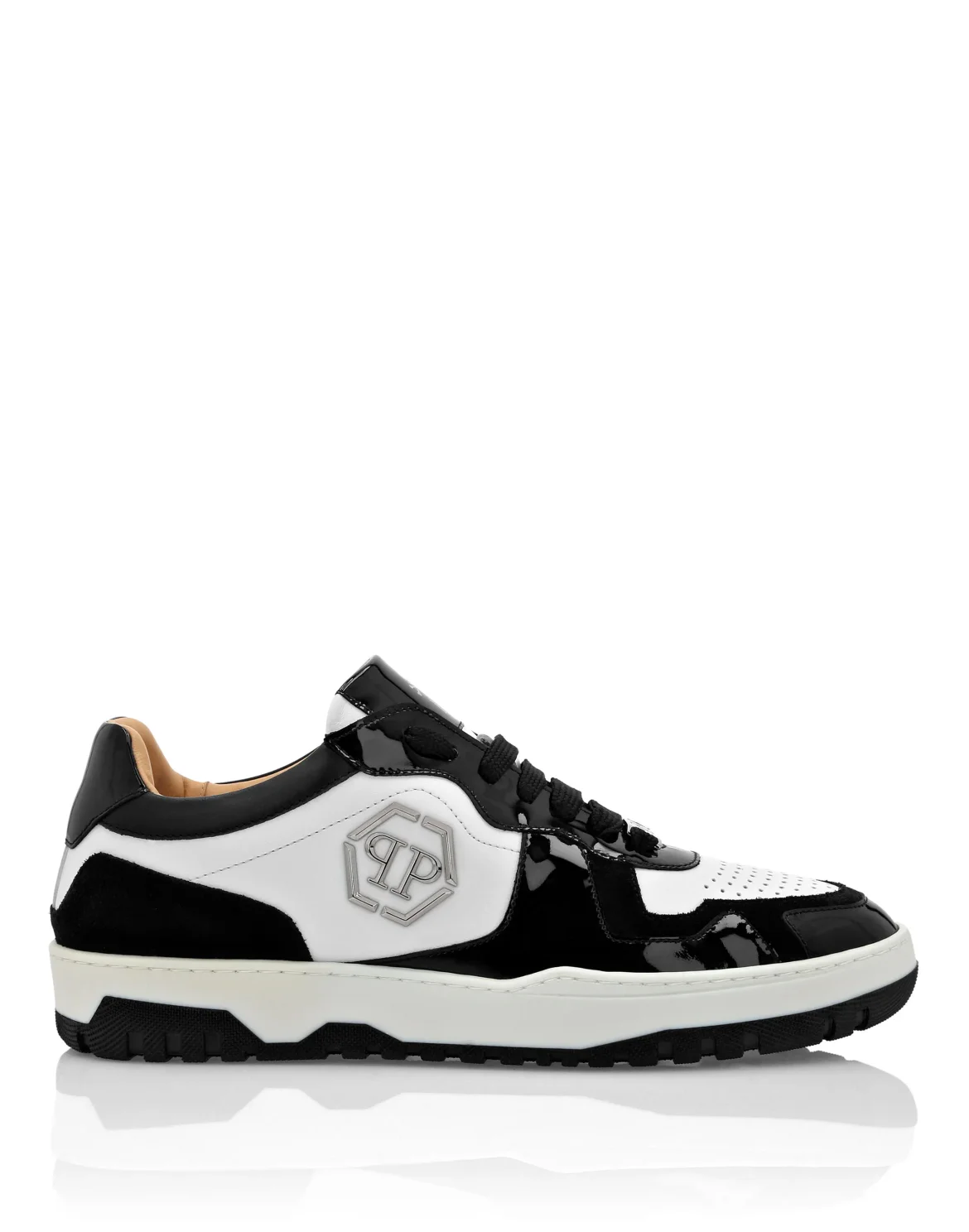 Mix Leather Lo-Top Sneakers, цвет: Белый