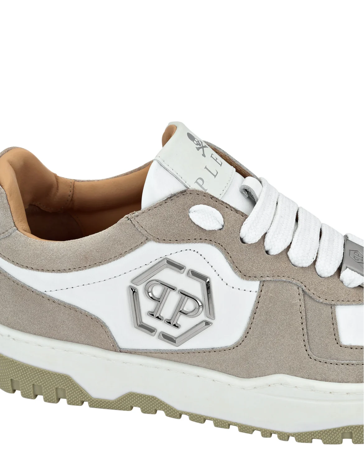 Mix Leather Lo-Top Sneakers, цвет: Белый