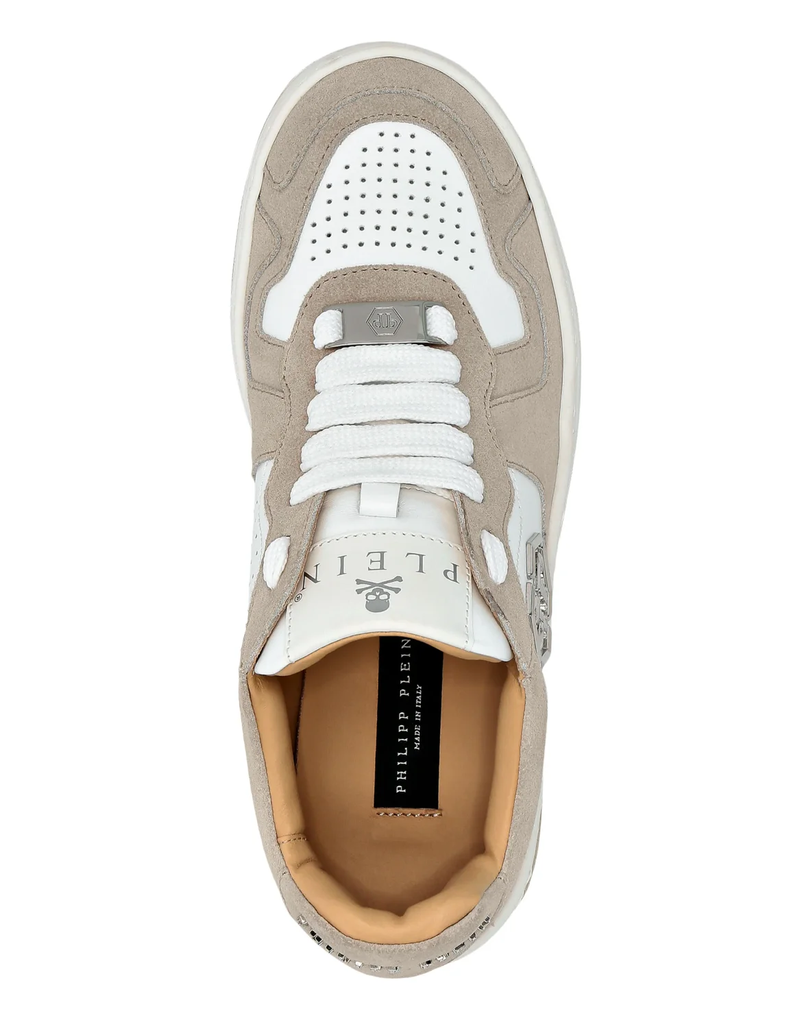 Mix Leather Lo-Top Sneakers, цвет: Белый