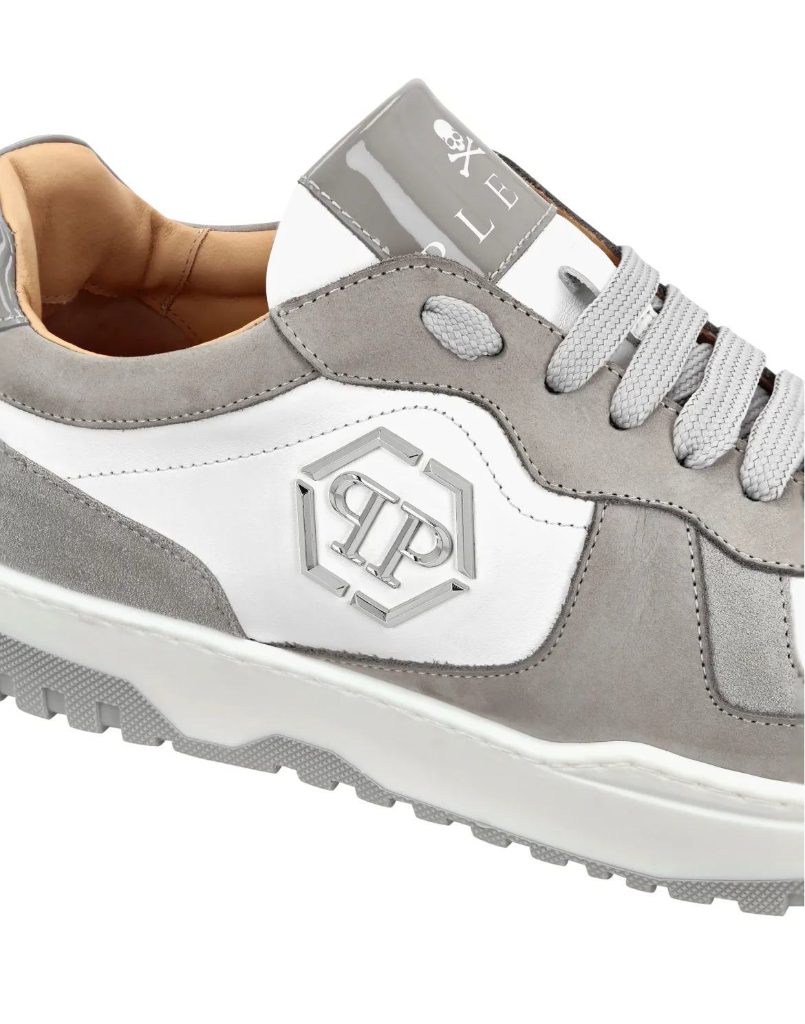 Mix Leather Lo-Top Sneakers, цвет: Белый