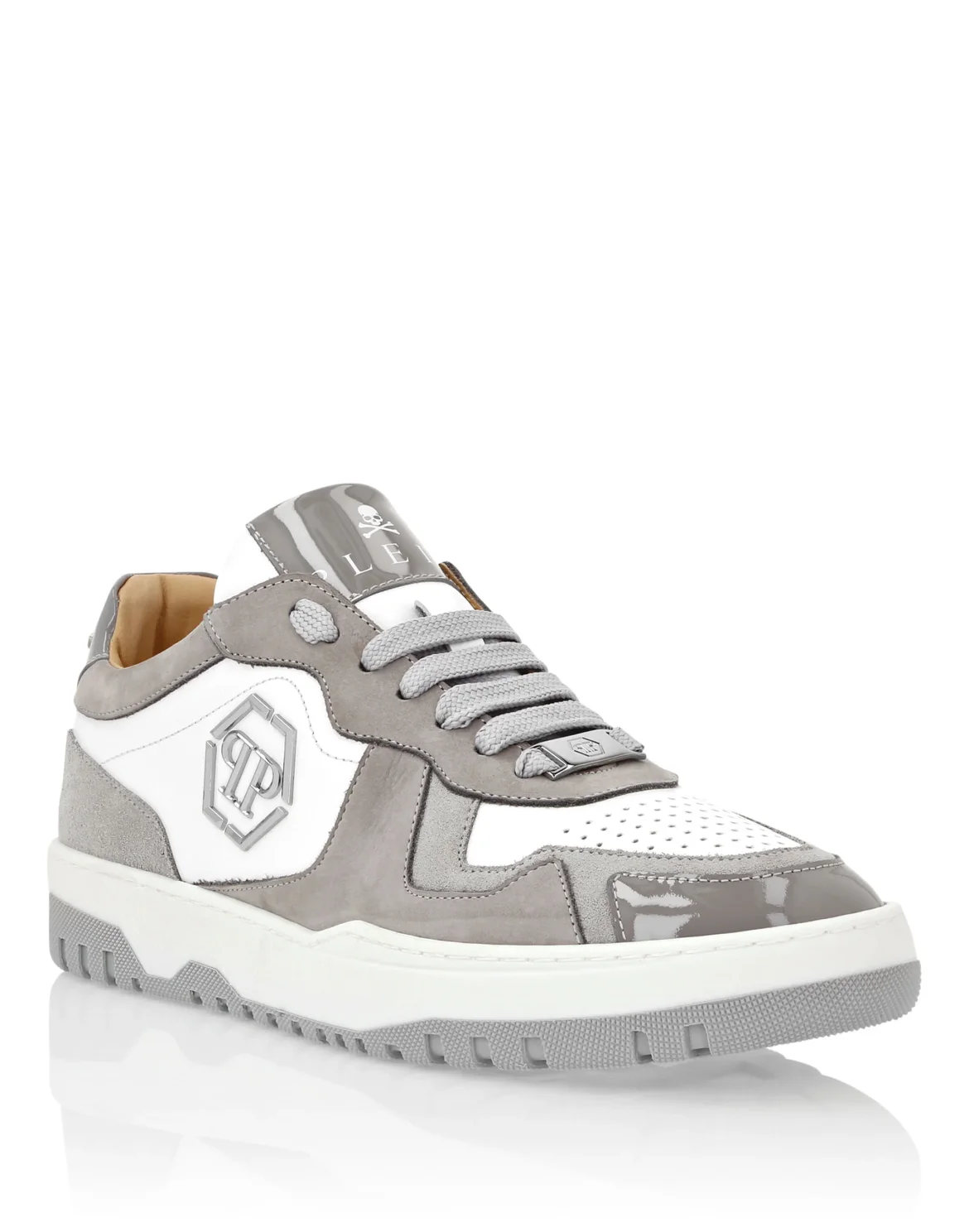 Mix Leather Lo-Top Sneakers, цвет: Белый