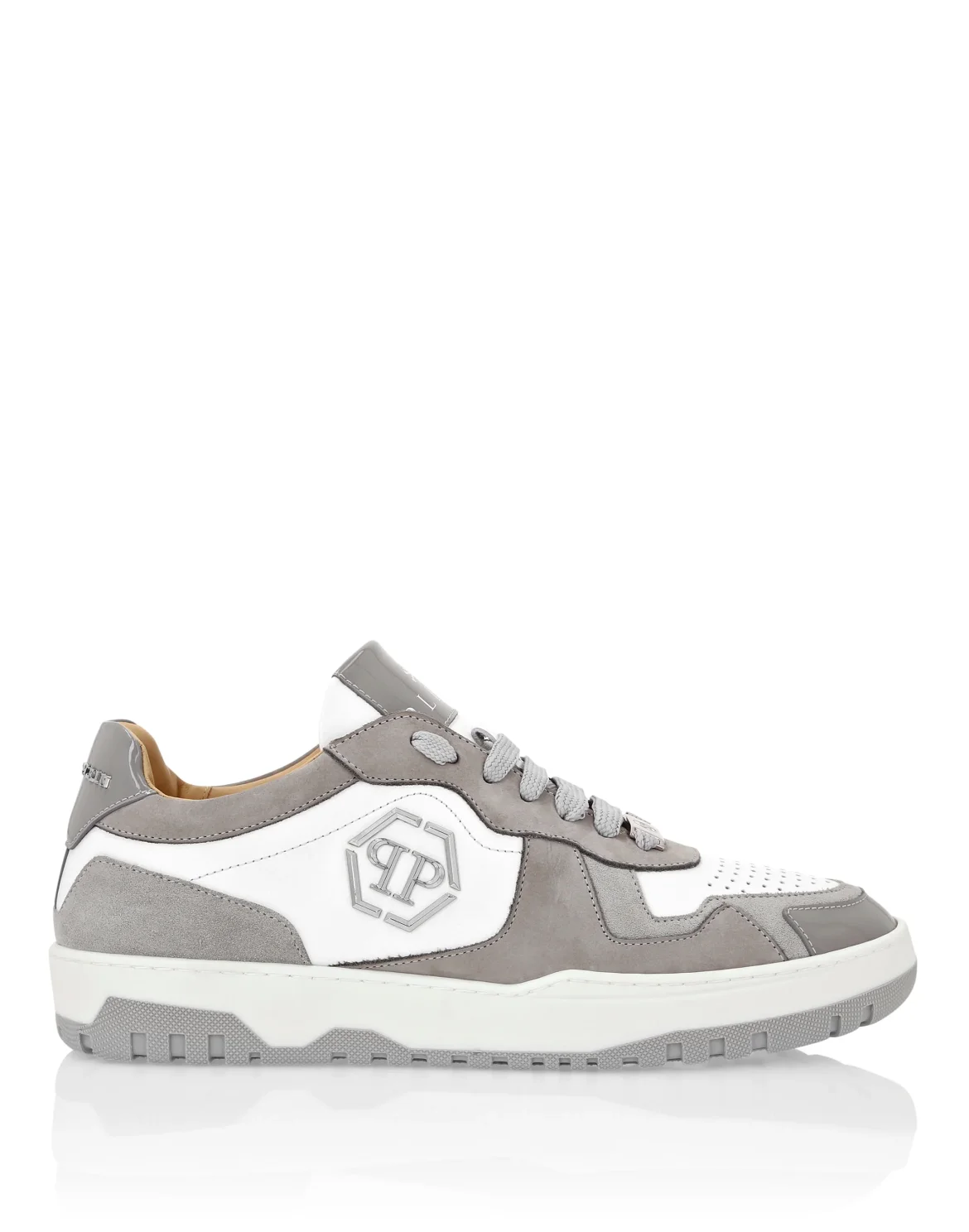 Mix Leather Lo-Top Sneakers, цвет: Белый