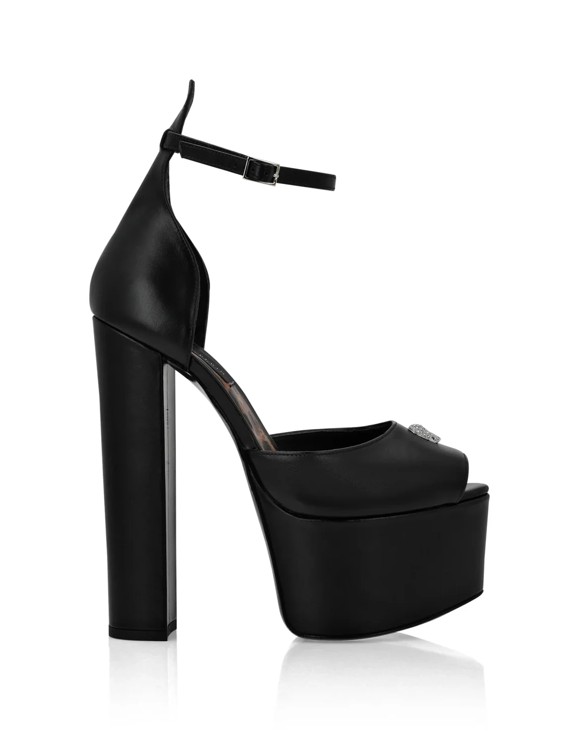 Leather Platform Sandals Hi-Heels, цвет: Черный