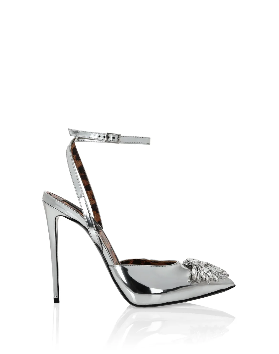 Mirror Leather Decollete Hi- Heels Brooches, цвет: Серебристый