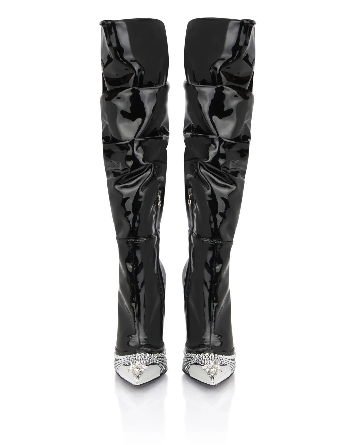 Patent Leather Boots Hi-Heels, цвет: Черный