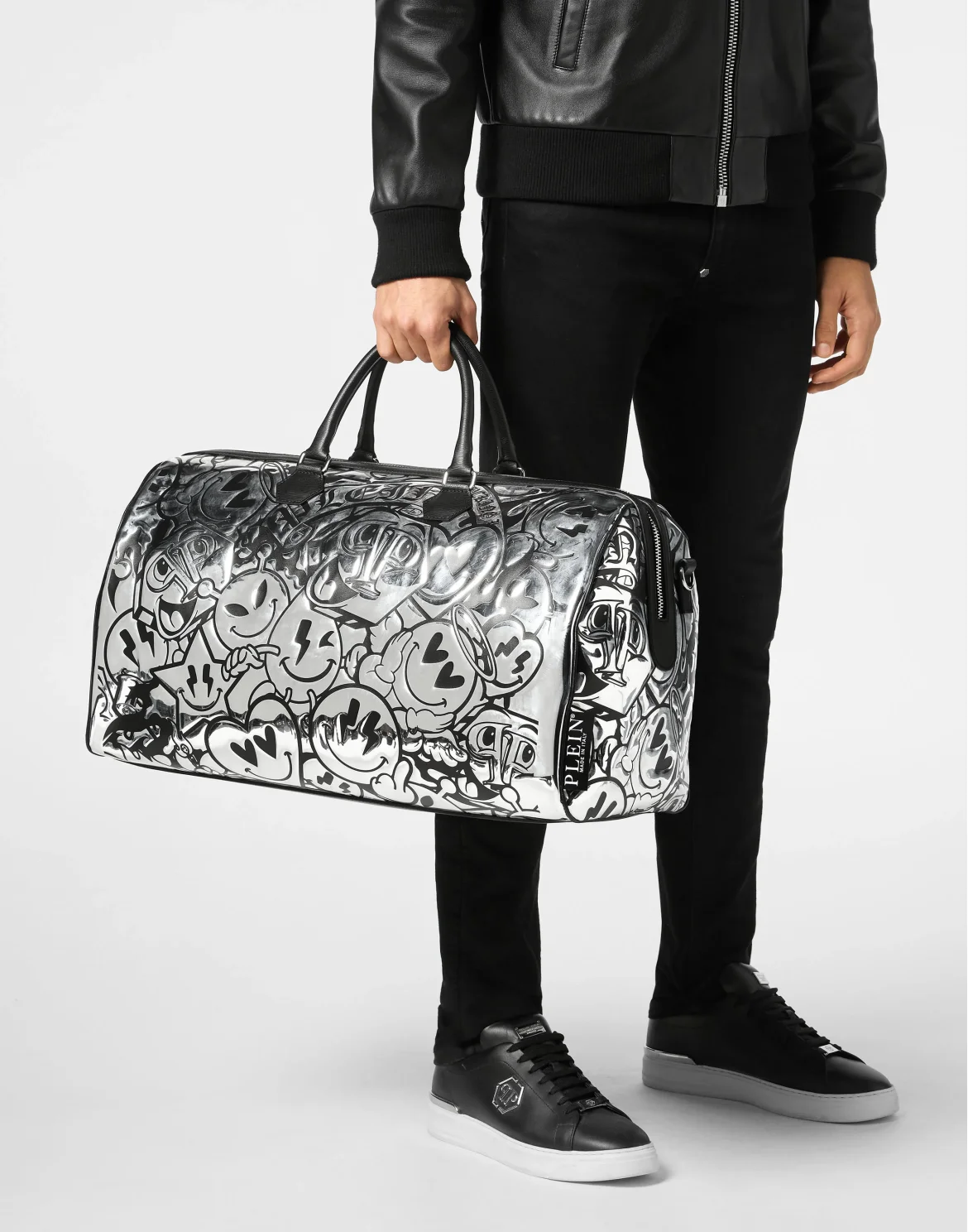 Mirror Leather Large Handle Bag Smile, цвет: Серебристый