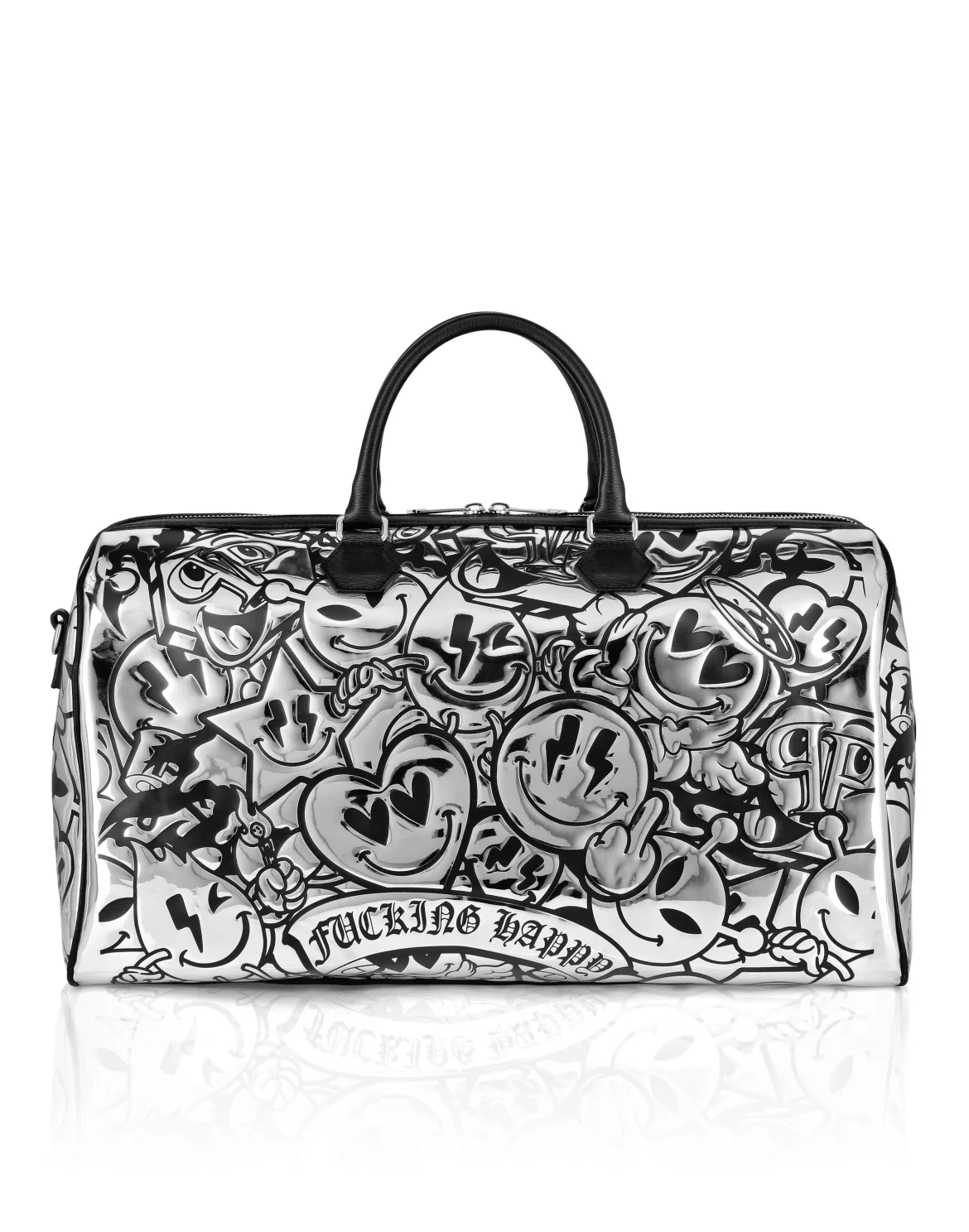 Mirror Leather Large Handle Bag Smile, цвет: Серебристый