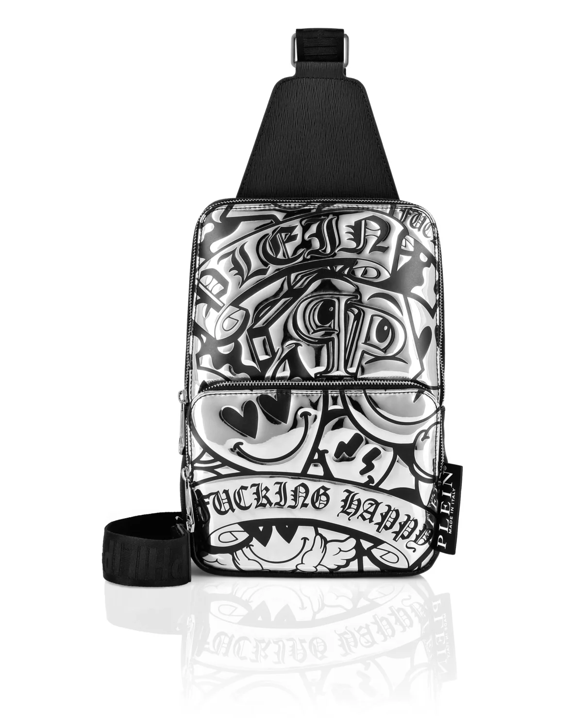Mirror Leather Cross Body Smile, цвет: Серебристый