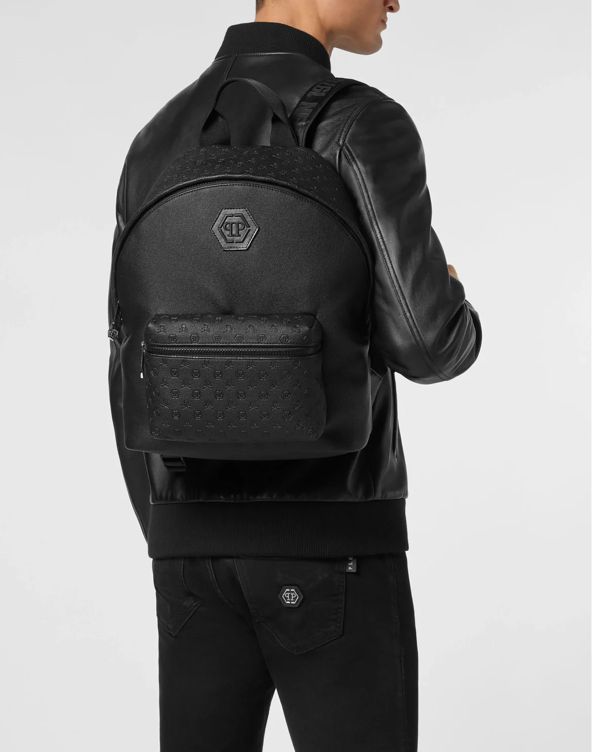 Backpack Saffiano Leather Monogram, цвет: Черный