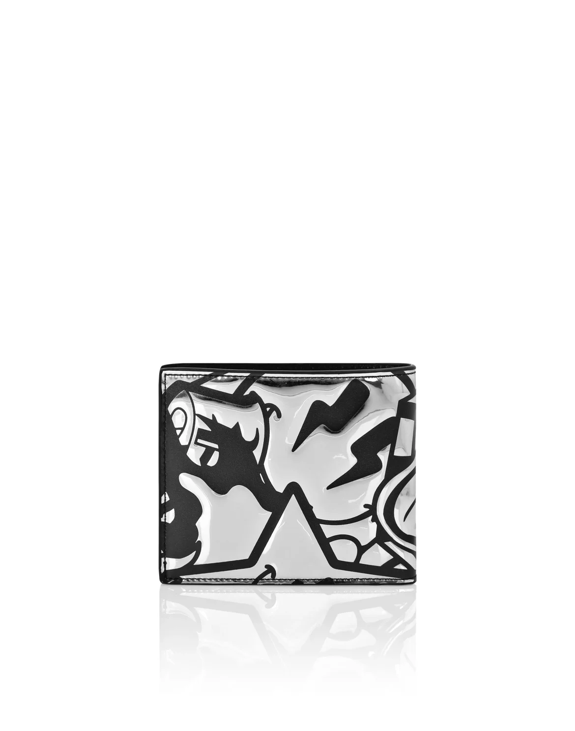 Mirror Leather French Wallet Smile, цвет: Серебристый