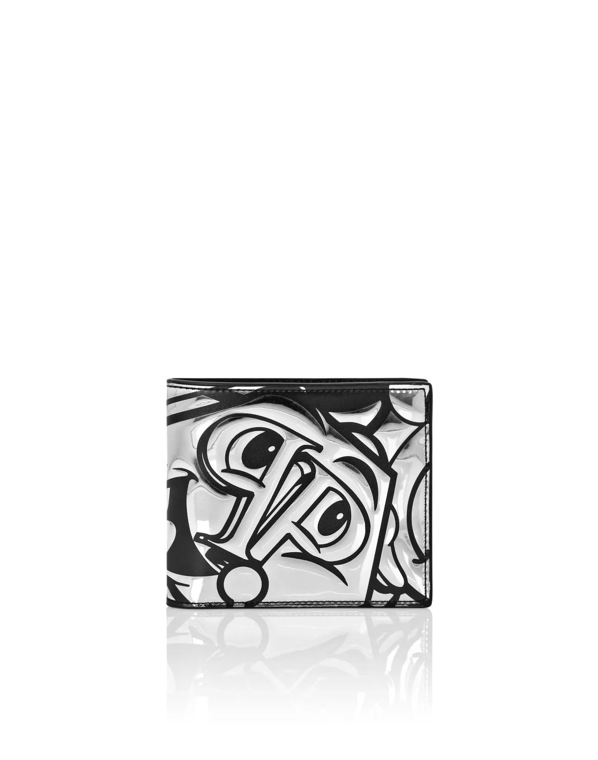 Mirror Leather French Wallet Smile, цвет: Серебристый
