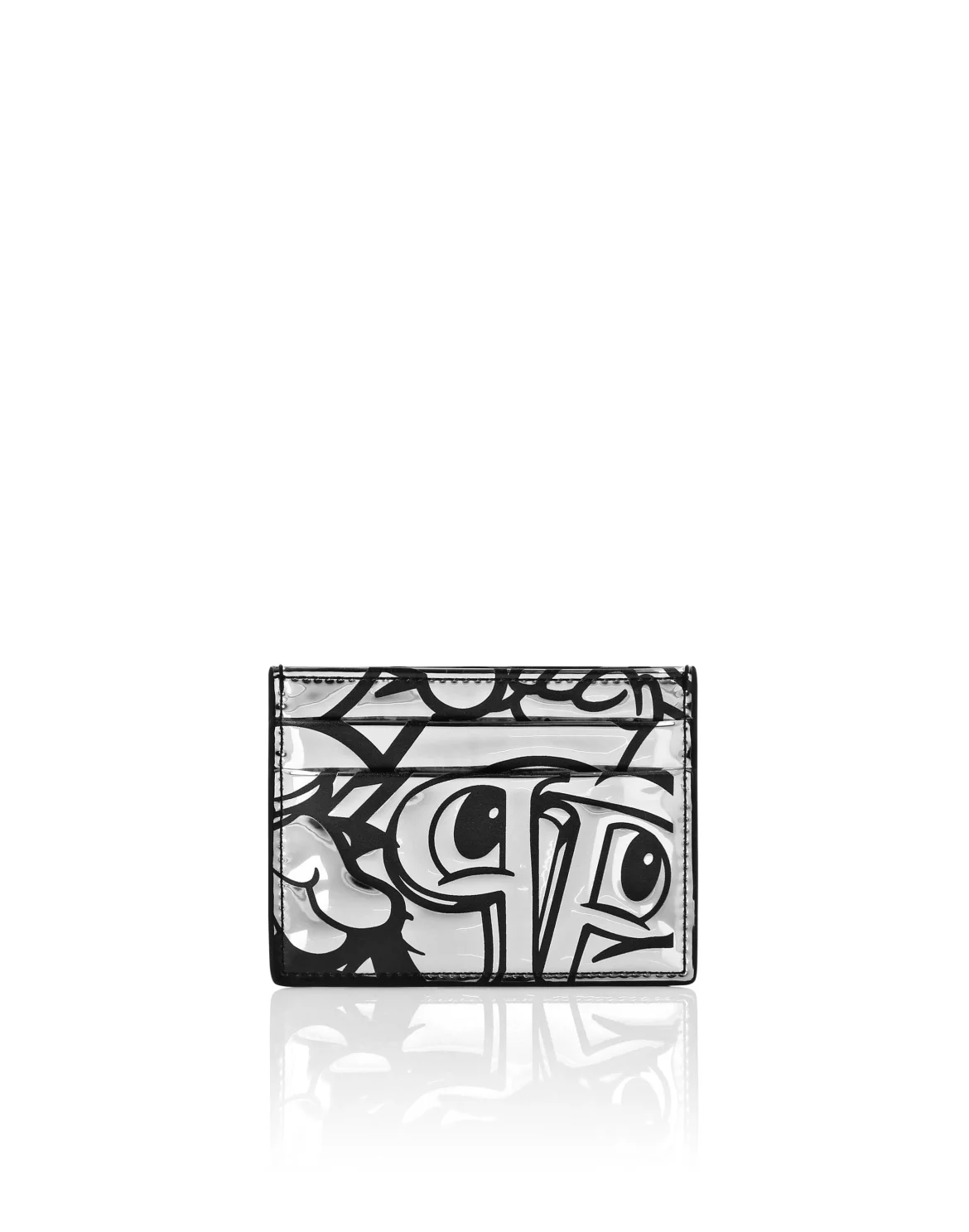 Mirror Leather Credit Cards Holder Smile, цвет: Серебристый