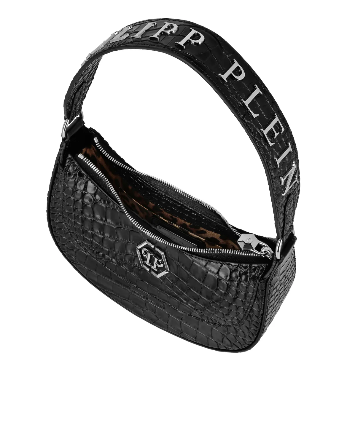 Croco Embossed Handle Bag GALAXY, цвет: Черный