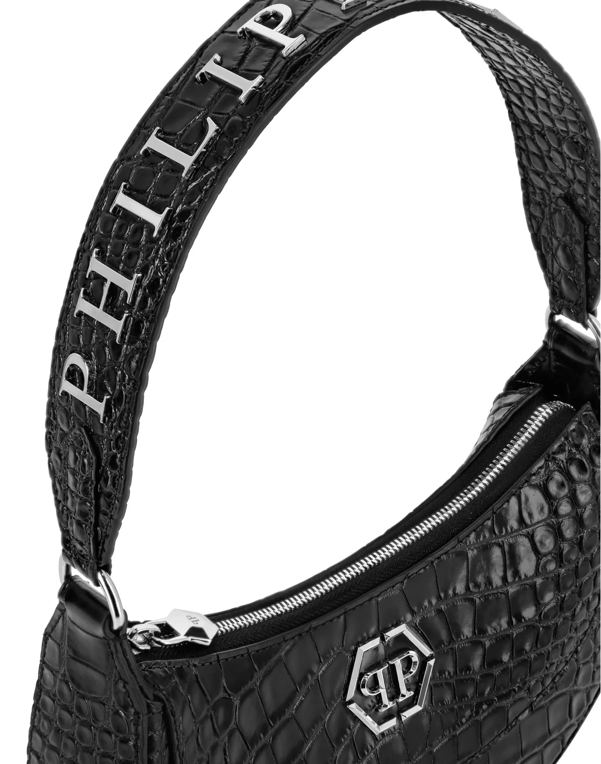 Croco Embossed Handle Bag GALAXY, цвет: Черный